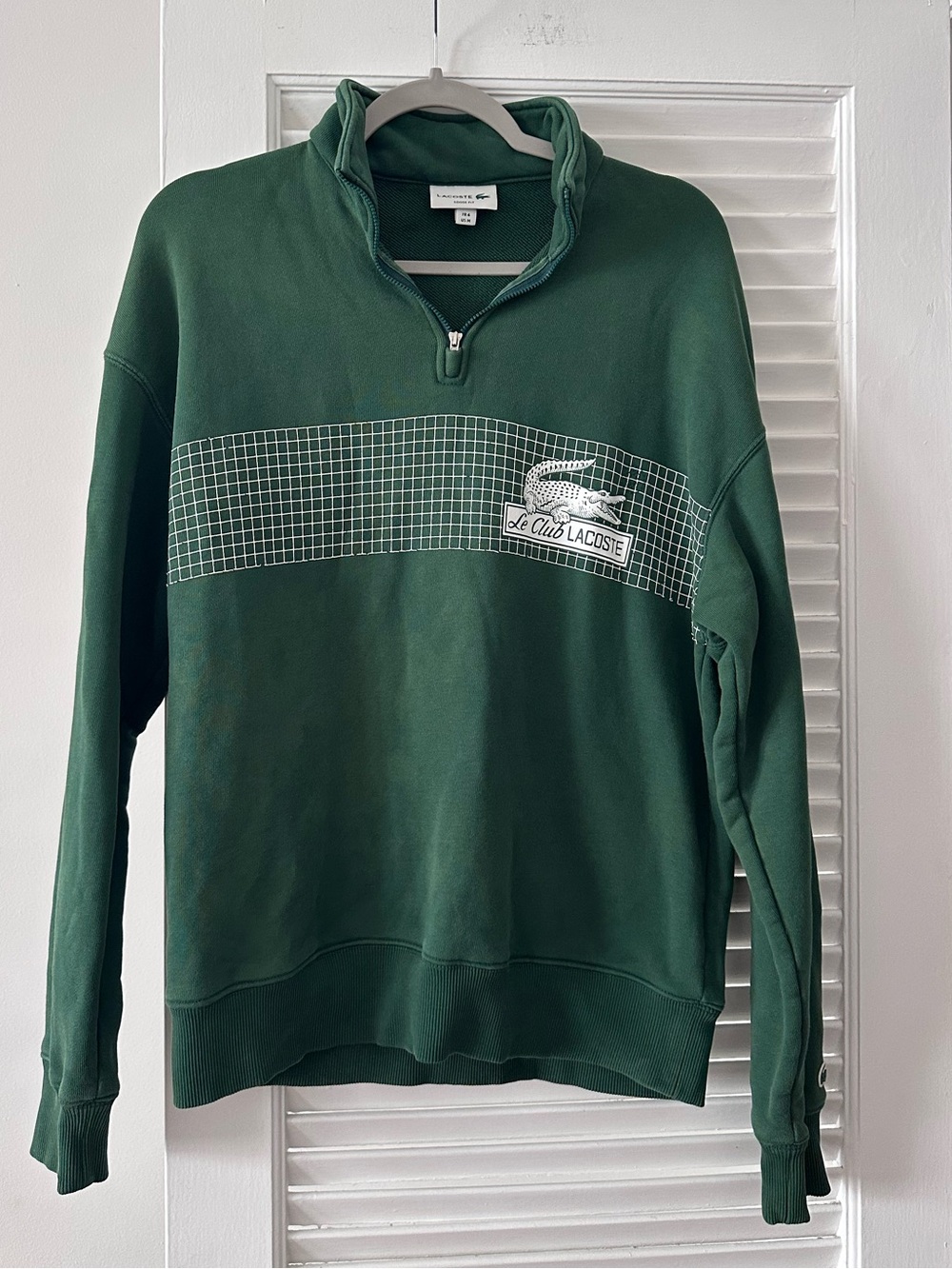 Lacoste “Le Club Lacoste” Quarter-Zip Sweatshirt Green — Loose Fit M